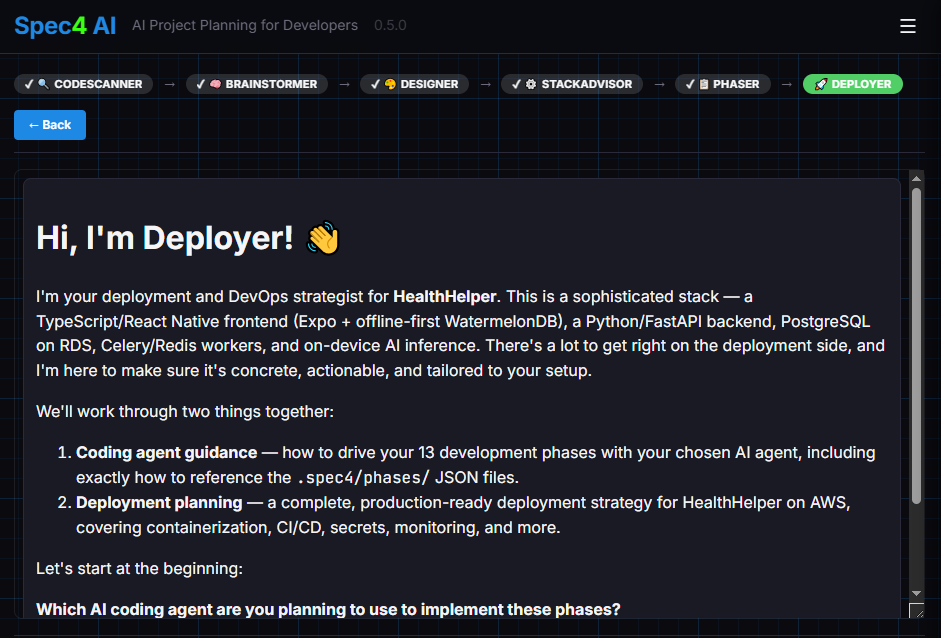 Deployer beginning deployment planning