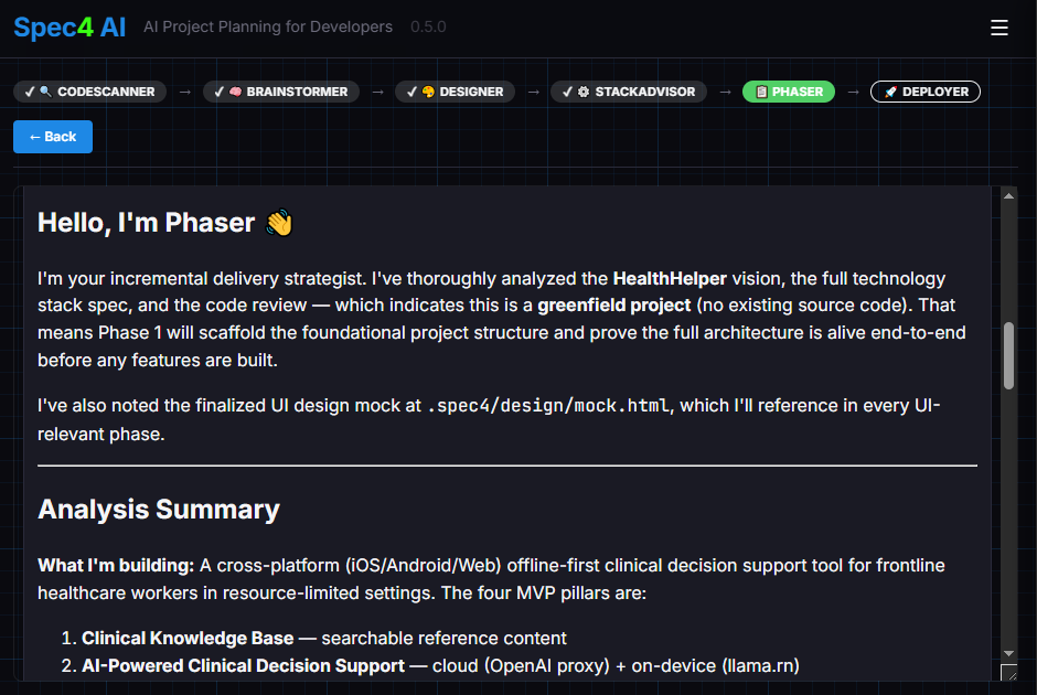Phaser beginning phase planning