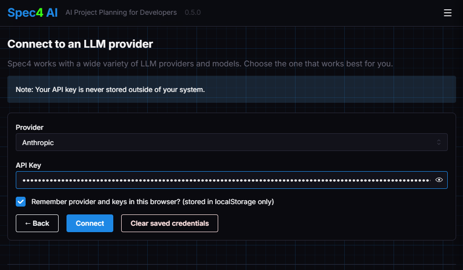 Choosing an AI provider in Spec4
