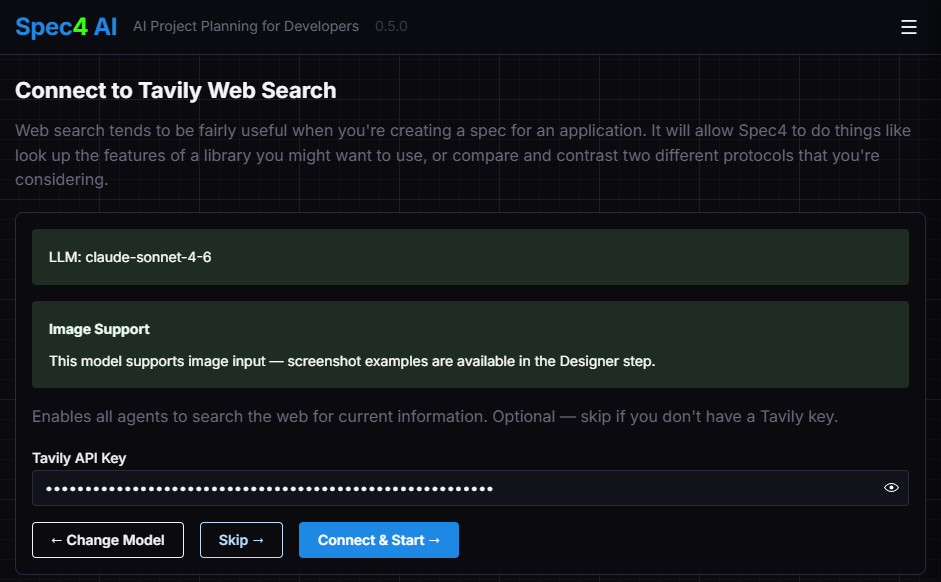 Configuring web search in Spec4
